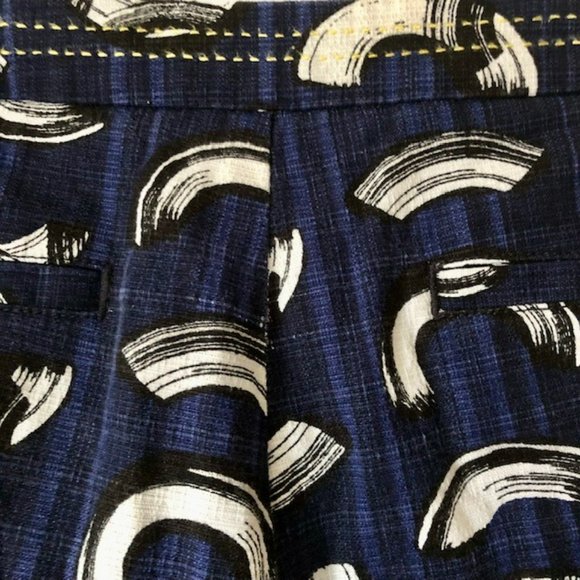 Anthropologie Cartonnier Charlie Brushstroke Ankle/Cropped Pants Navy - 12 - Picture 8 of 14